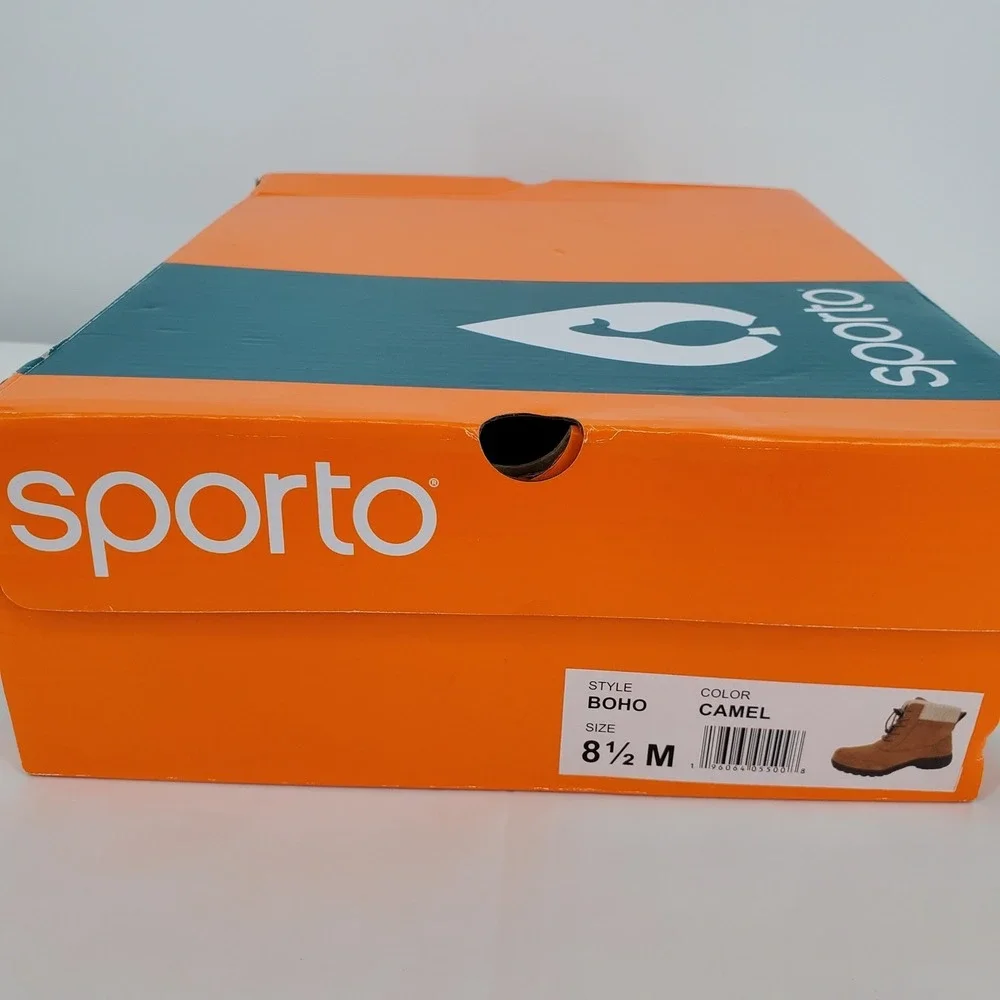 Sporto Womens 8.5 M Boho Water Resistant Suede Lace-Up Zip‎ Ankle Boot Camel New